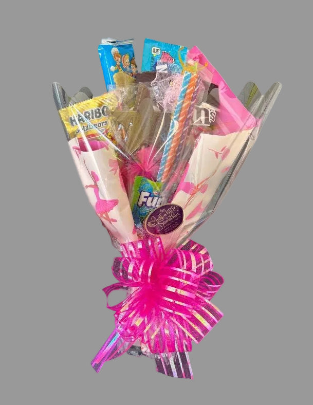 Candy and Chocolate wrapped in a bouquet. Designs vary.